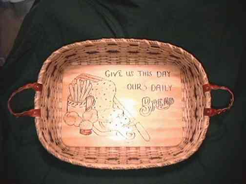 bread basket with wood burned bottom